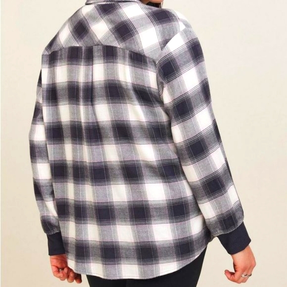 ❤NWT VINTAGE TORRID FLANNEL SHIRT - MUSHROOM PLAID - BUTTONS - DROP SHOULDER - Picture 3 of 13